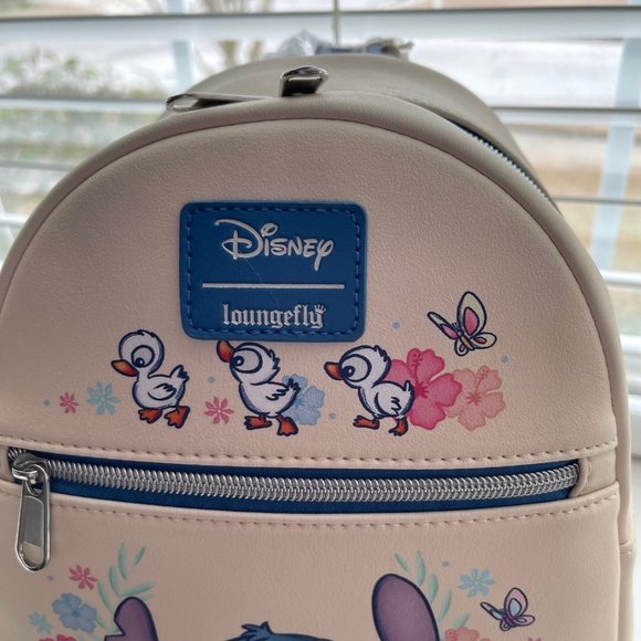 New Loungefly Disney Lilo and Stitch Stitch with Ducks Floral Mini Backpack - Picture 3 of 9